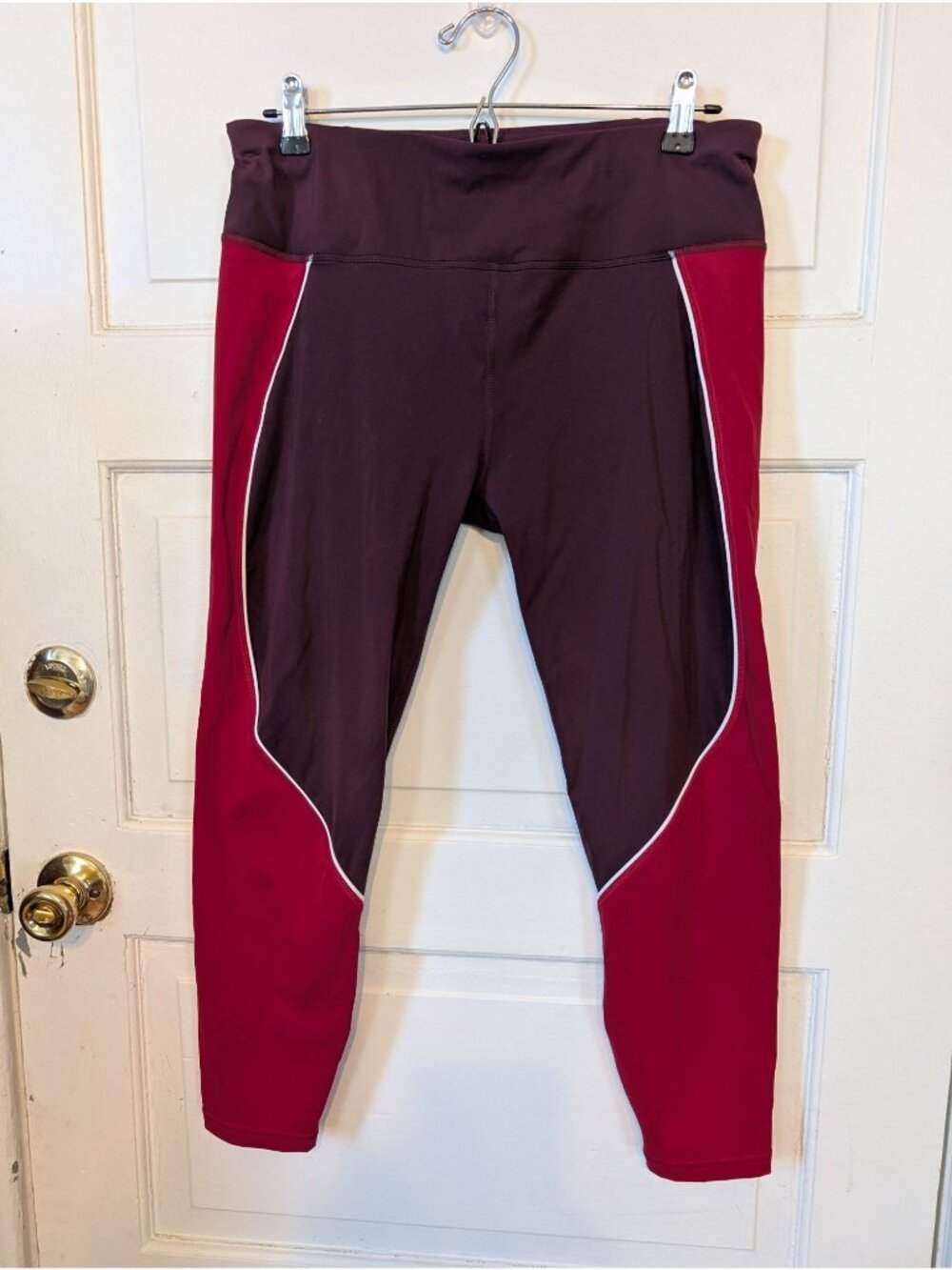 Sweaty Betty Power 7/8 Colorblock Workout Leggings Garnet Red Size 12 Gym